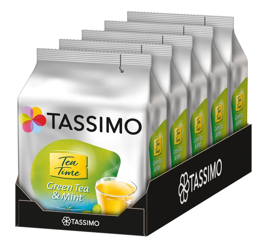 Capsule Tassimo Tea Time Ceai verde cu mentă, 5 x 16 paduri, 80 capsule de ceai