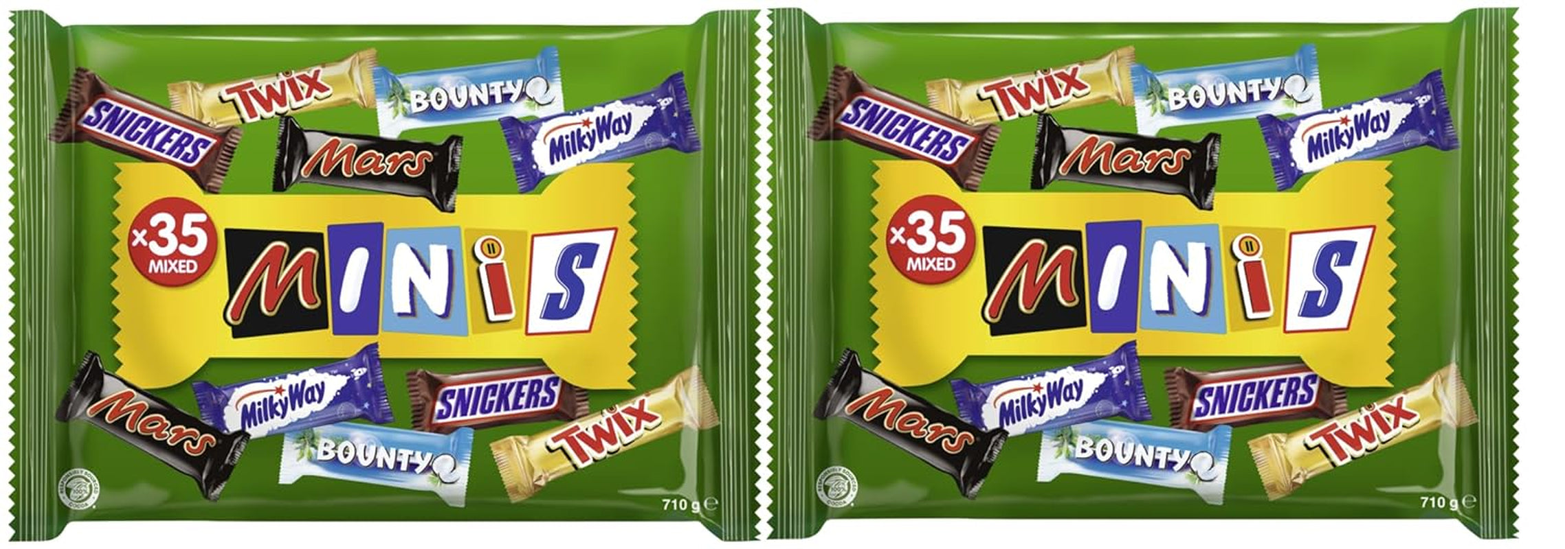 Mini paquete a granel de chocolate mixto, chocolate, 35 mini snacks de chocolate (Mars, Snickers, Bounty, Twix, Milky Way) como dulces, regalo de chocolate, caja de dulces (710 g)