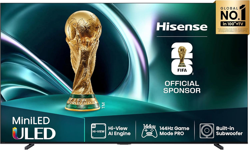 Televizor Hisense 55U7Q de 55 de inci, mini LED ULED 4K, Smart TV, motor Hi-View AI, mod de joc Pro la 144Hz, FreeSync Premium, subwoofer încorporat, Dolby Vision IQ Atmos, AirPlay, control vocal [2025]