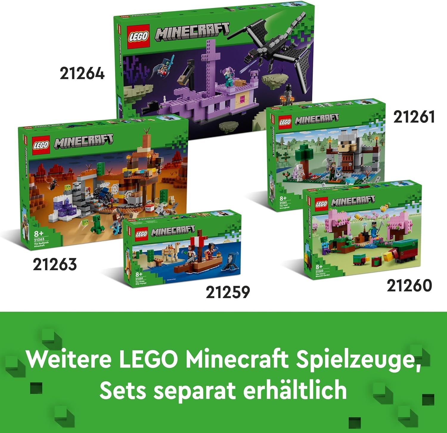 LEGO Minecraft Huerto de Cerezos en Flor Jardín de Juguetes para Explorar con Sunny, Sniffer, Zombis y Abejas Regalo de Jugador para Niños y Niñas 8 Años 21260 Juegos de Construcción Beuche den LEGO-Store