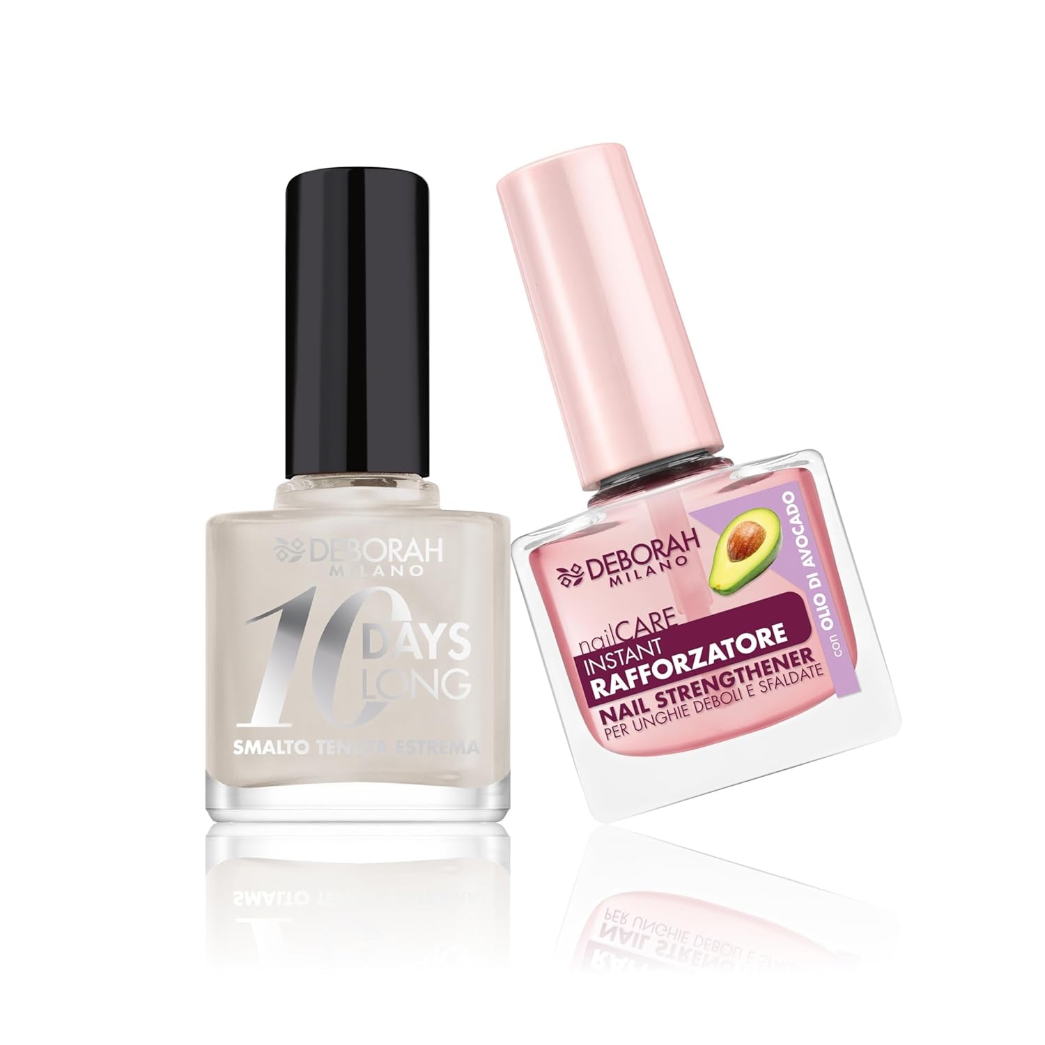 Set de esmaltes Milano para fortalecer las uñas quebradizas e hinchadas, 9,5 ml y esmalte 10 Days Long N.882 Nude Rose, efecto brillante de larga duración, 11 ml
