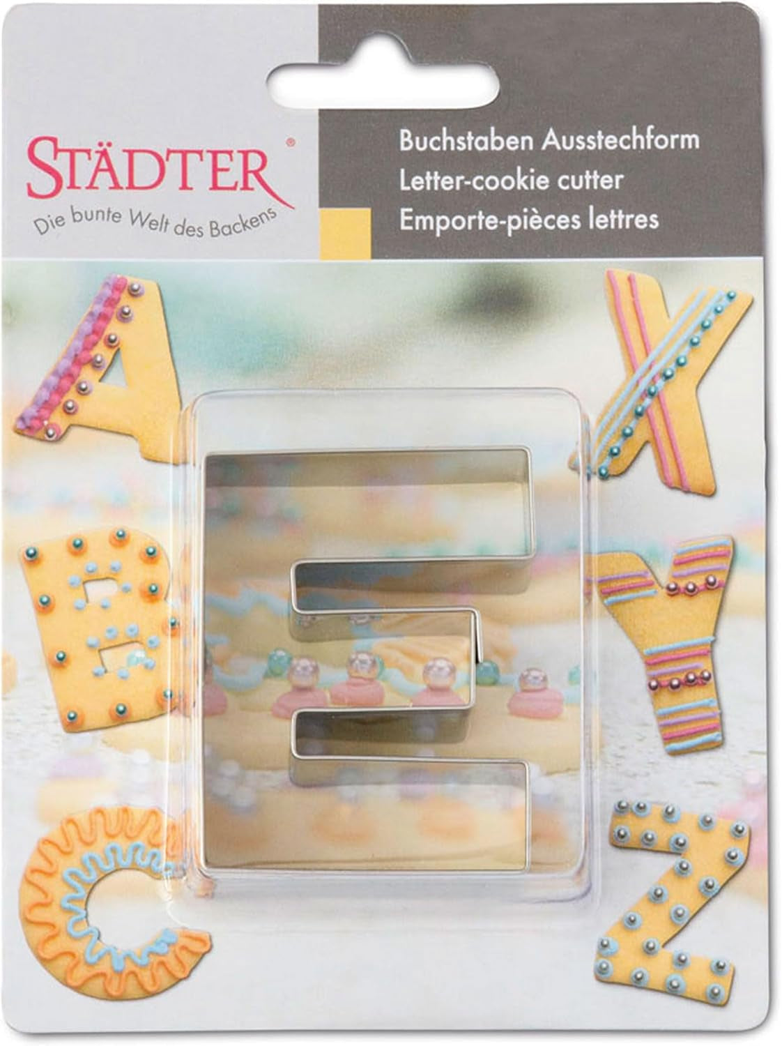 Formă pentru prăjituri Städter, oțel inoxidabil, litera „E”, argintiu