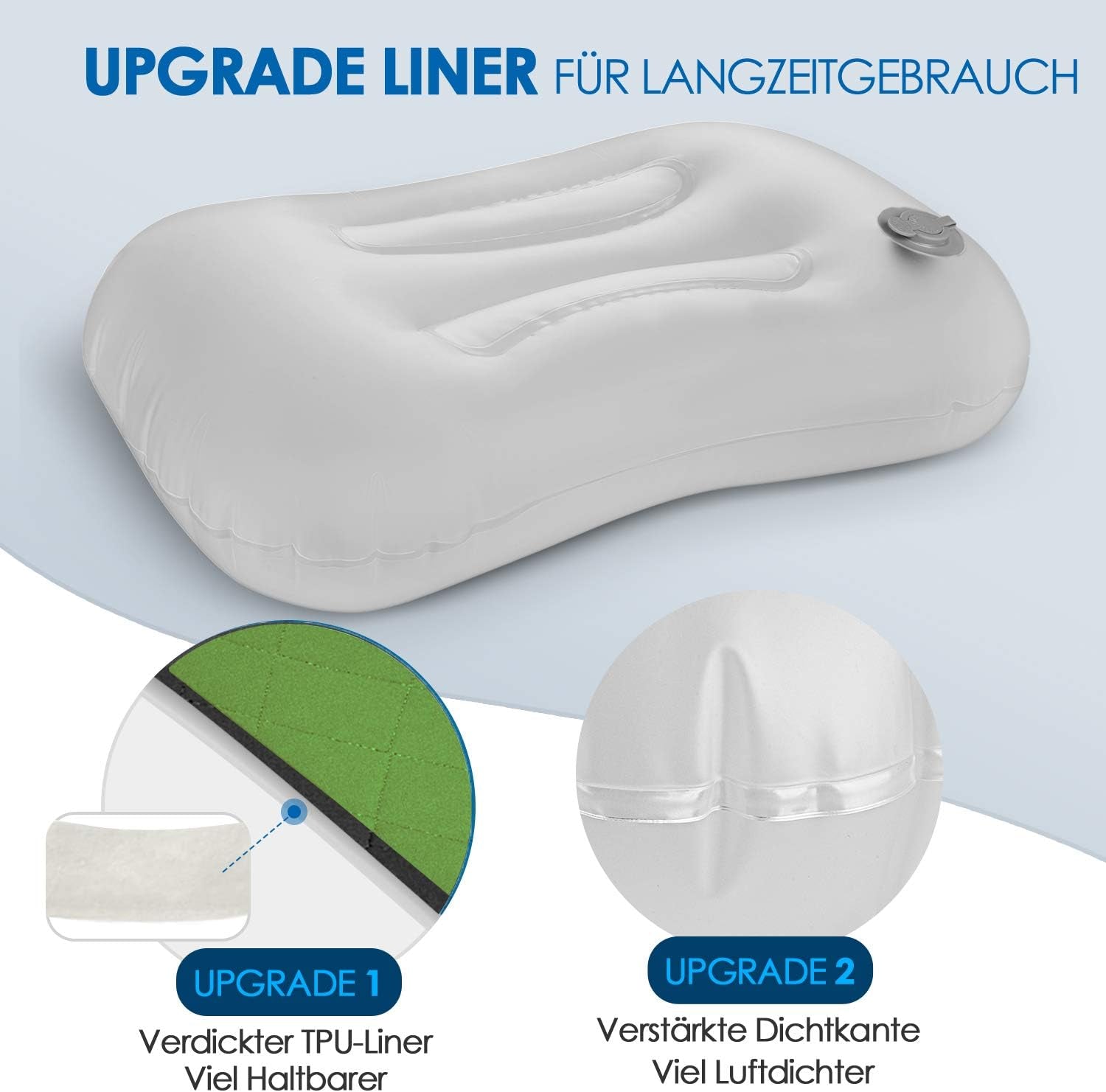 HIKENTURE Pernă gonflabilă de camping / călătorie cu față de pernă detașabilă, pernă ergonomică, pernă confortabilă pentru gât pentru călătorie / exterior, pernă gonflabilă de călătorie pentru gât (verde) ... Perne ortopedice cervicale Naty Shop