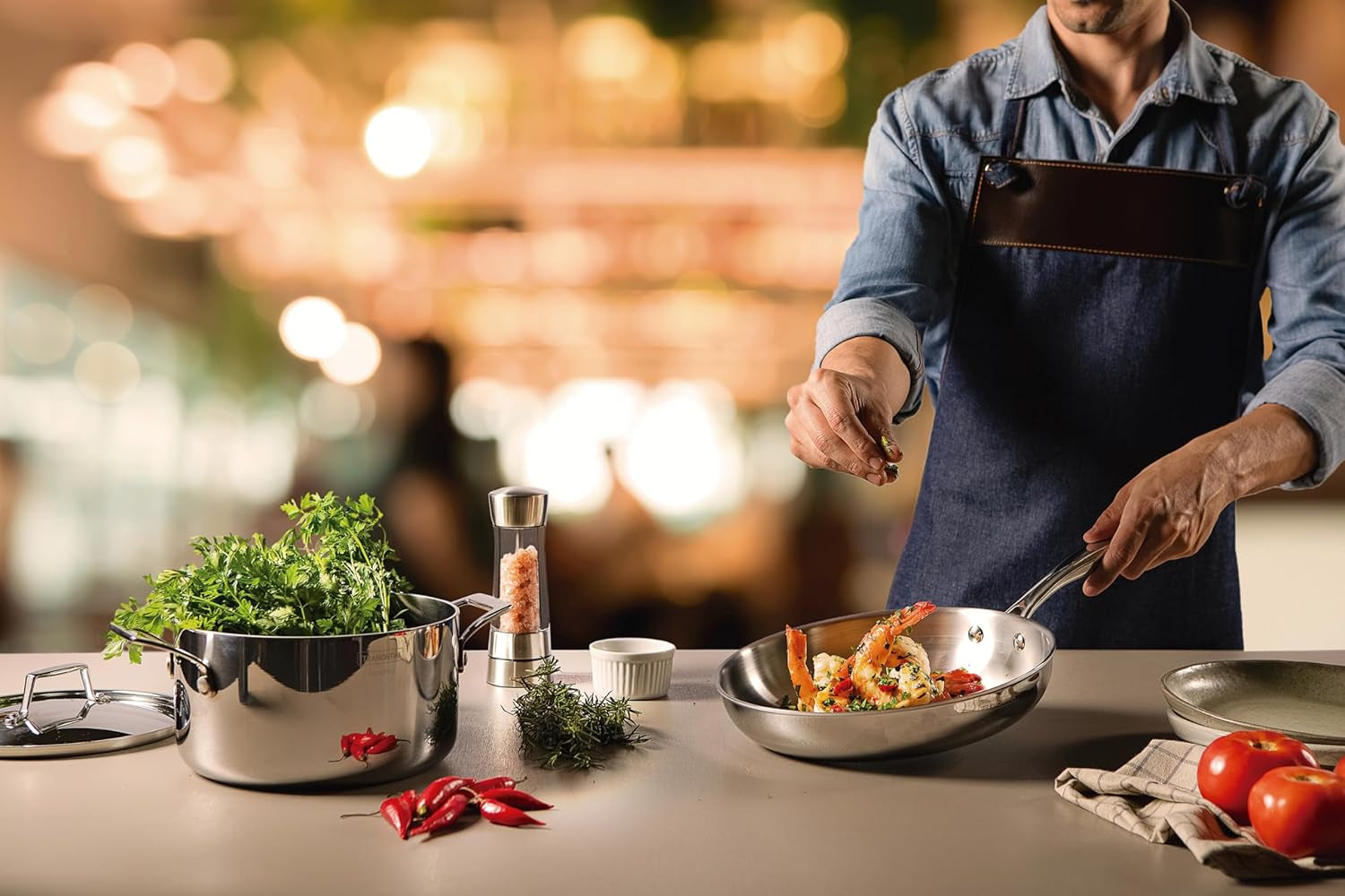 Tramontina tigaie Grano, oțel inoxidabil, inducție, rezistentă la cuptor Oale si Tigai Naty Shop