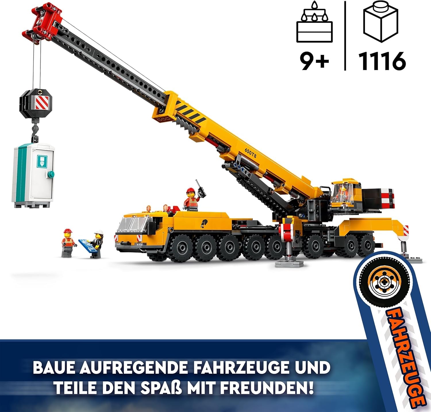 LEGO City Grúa de Construcción Móvil Juguete de Construcción para Niños y Niñas Regalo Creativo para Niños Brazo Largo Extensible 4 Minifiguras de Trabajadores de la Construcción para Juegos de Interpretación 60409 Juegos de Construcción Besuche den LEGO-Store