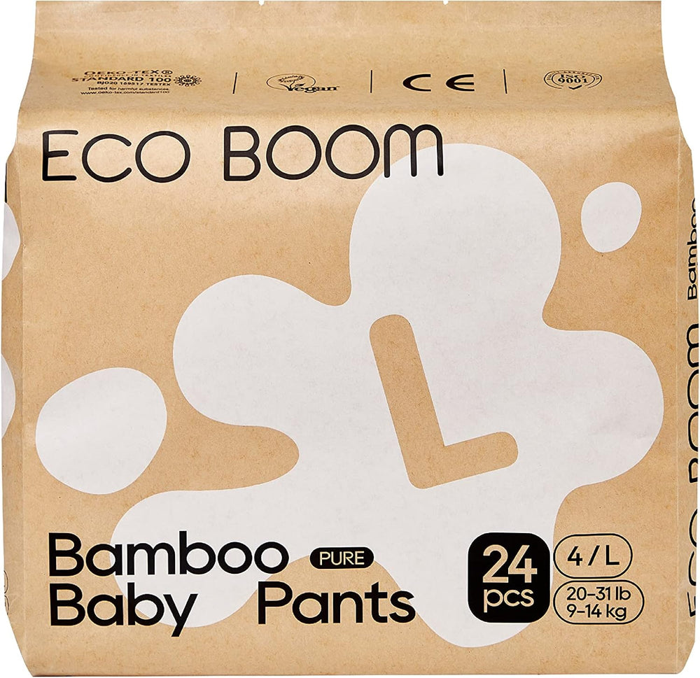 Pañales de bambú para bebé ECO BOOM - Tamaño 6 (20 kg), pañales extraíbles a base de plantas (17 piezas) - Orgánicos de primera calidad, sin fragancia, respetuosos con la piel, súper absorbentes