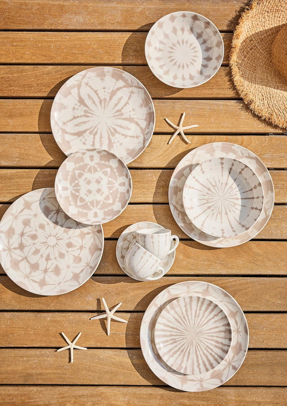 Mallorca, set de veselă pentru 6 persoane, 18 piese, porțelan, bej