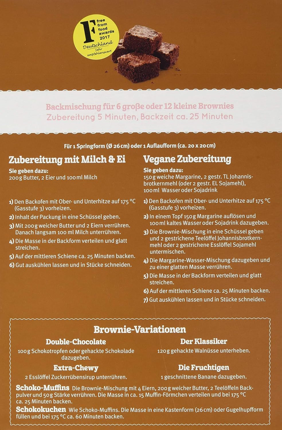 Brownies Sin Gluten, Pack 3Er (3 X 400 G) - Bio Naty Shop