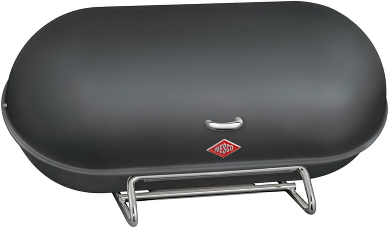 Coș pentru pâine WESCO Breadboy cu capac articulat fără zăngănit, de culoare roșie, din tablă de oțel acoperită cu pulbere, găuri de ventilație și mâner robust Cutii depozitare alimente Naty Shop Grafit mat