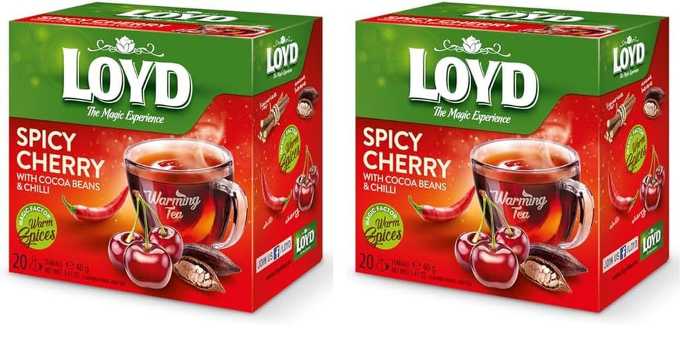 LOYD - Ceai încălzitor cu zmeură, scorțișoară și piper negru - 20 pliculețe piramidale - Ceai de iarnă cu zmeură și un praf de piper - Dulce, cu o notă picantă - Warming Tea Raspberry, Cinnamon & Black Pepper - 40 g