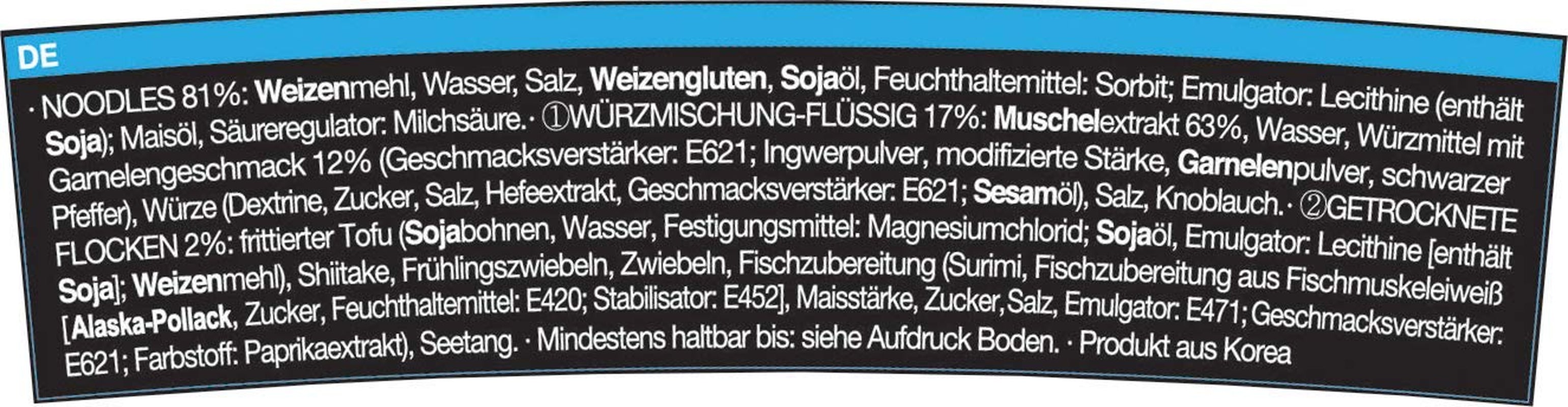 Allgroo Udon Cup Fideos instantáneos - Sopa Udon de mariscos picante y sabrosa - Preparación rápida (1 x 173 g)