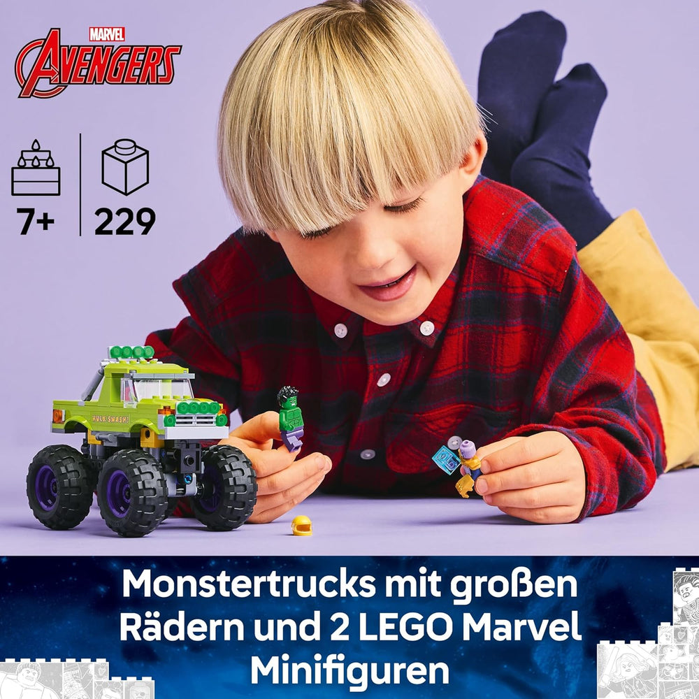 LEGO ǀ Marvel Camión Hulk Vs. Thanos - Kreatives Superhelden Spielzeug - Avengers Fahrzeug und Minifiguren - Monstertruck für Spielspaß - Geschenk für Jungen und Mädchen ab 7 Jahren - 76312
