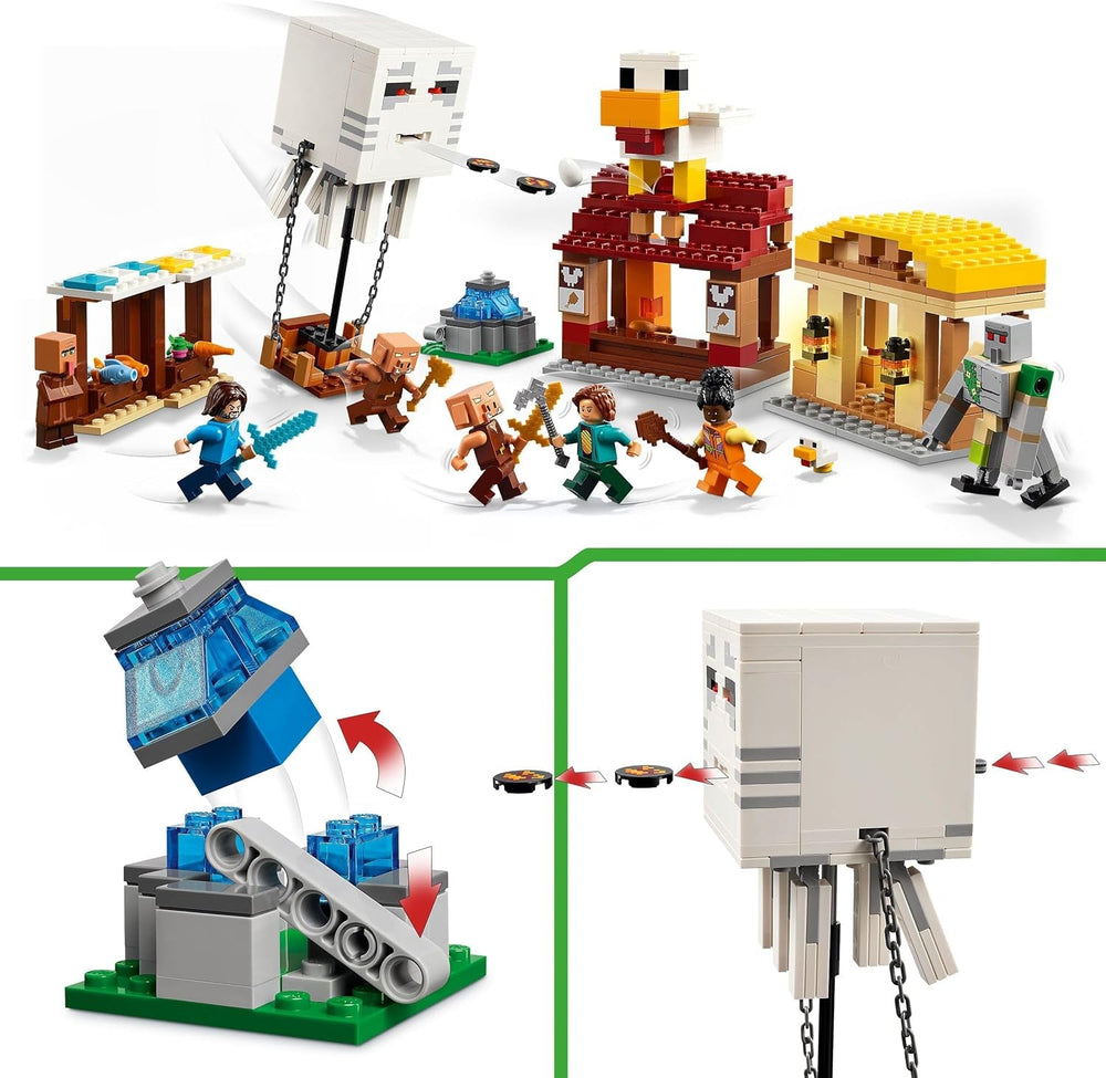 LEGO Minecraft Ghast Balloon Attack - Juguete de jugador para niños - Set de construcción de videojuego con casa, pollo y gólem - Mercancía de película para niños mayores de 10 años - 21273 Juegos de construcción Beuche den LEGO-Store