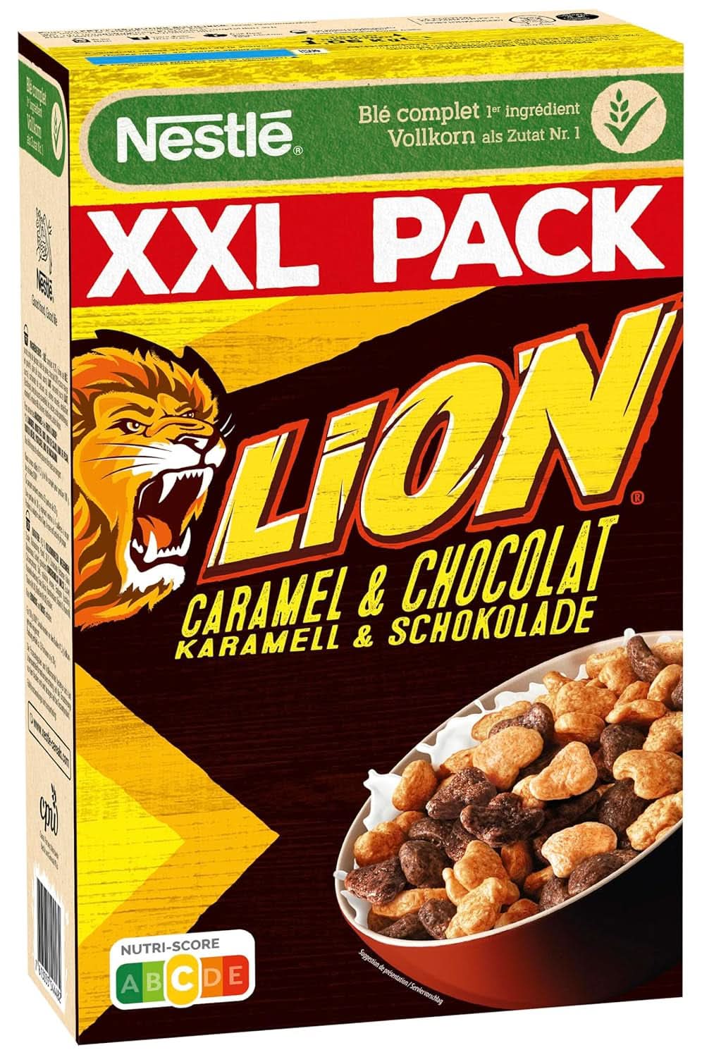 Cereal NESTLE LION, Cereal de chocolate con caramelo y 41% harina integral, set 3 x 1 Kg Cereal Naty Shop