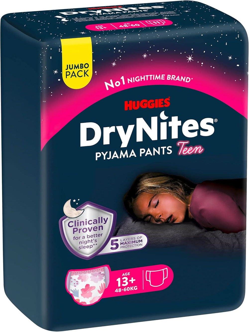 Huggies Drynites Nachtwindeln Bei Bettnässen, Für Mädchen Ab 13 Bis Ca. 17 Jahre (48-60 KG), 33 Stück (3X11), Jumbo-Monatspack, Pañal-Pants XL Accesorios Alimentación y Lactancia Baby Naty Shop
