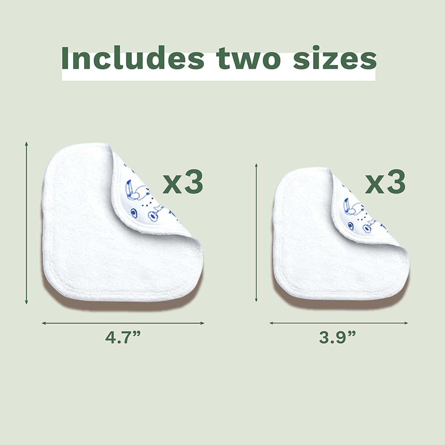 Pañales corporales y de maquillaje reutilizables 100% algodón GOTS para bebés y toda la familia: limpia la piel y absorbe la suciedad, adecuados para pieles sensibles (paquete de 6)