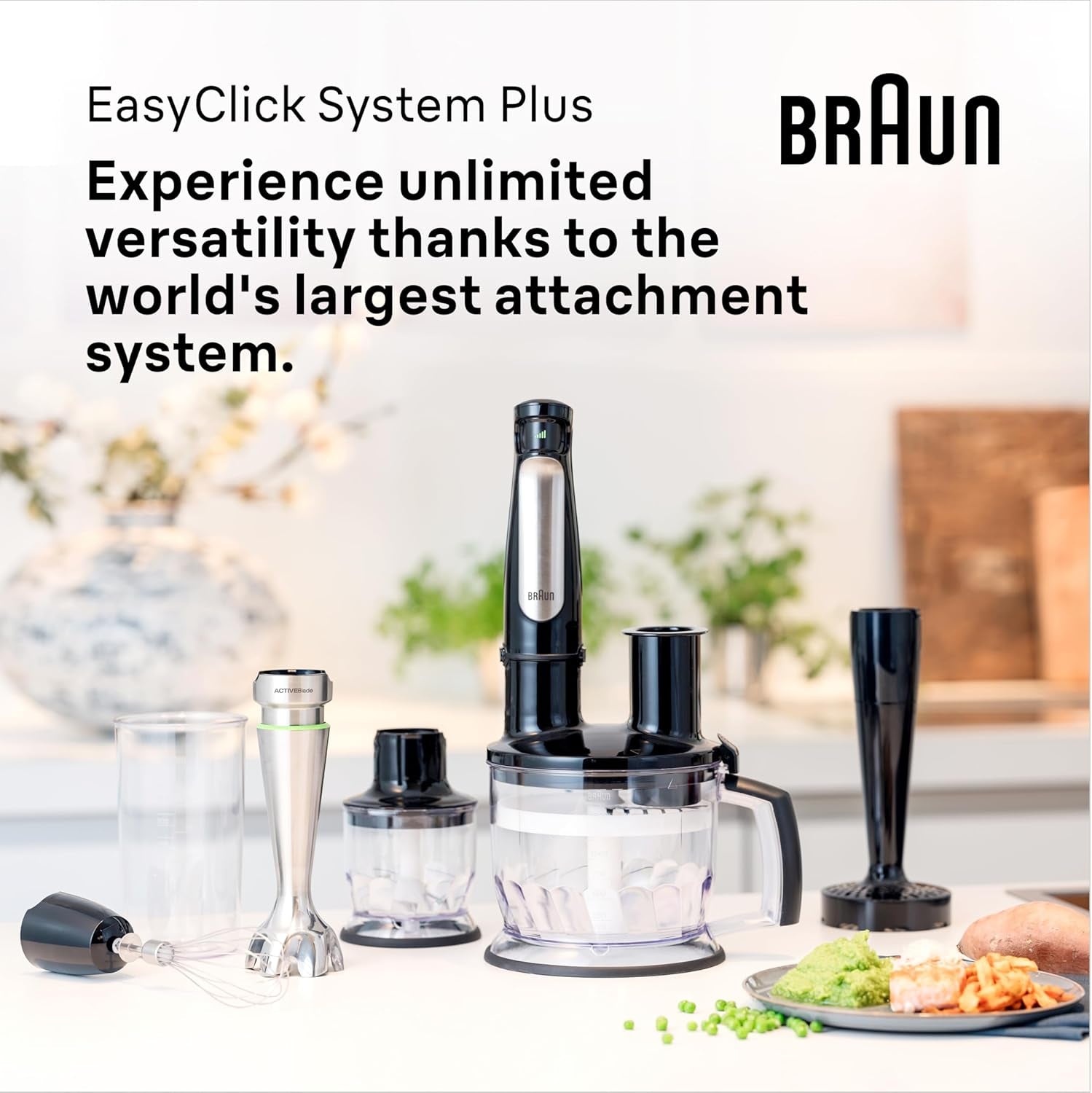 Braun Household Hogar Multiquick 7 Batidora, Spritzschutz, Spülmaschinenfest, Bpa-Frei, 600 Ml, Zerkleinerer 500 Ml, Eisklinge, MQ 7035XBI, 1000 W, Negro, MQ7035XBI Cocina Naty Shop