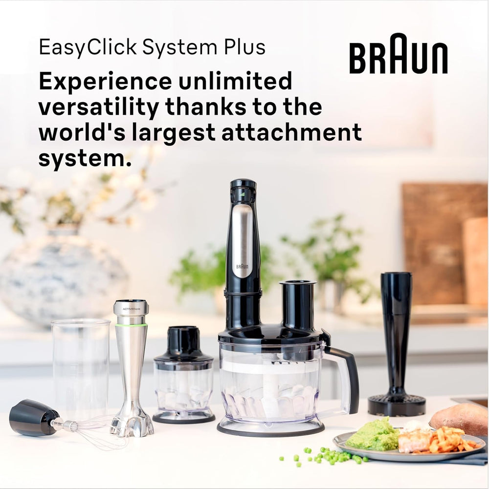 Braun Household Hogar Multiquick 7 Batidora, Spritzschutz, Spülmaschinenfest, Bpa-Frei, 600 Ml, Zerkleinerer 500 Ml, Eisklinge, MQ 7035XBI, 1000 W, Negro, MQ7035XBI Cocina Naty Shop