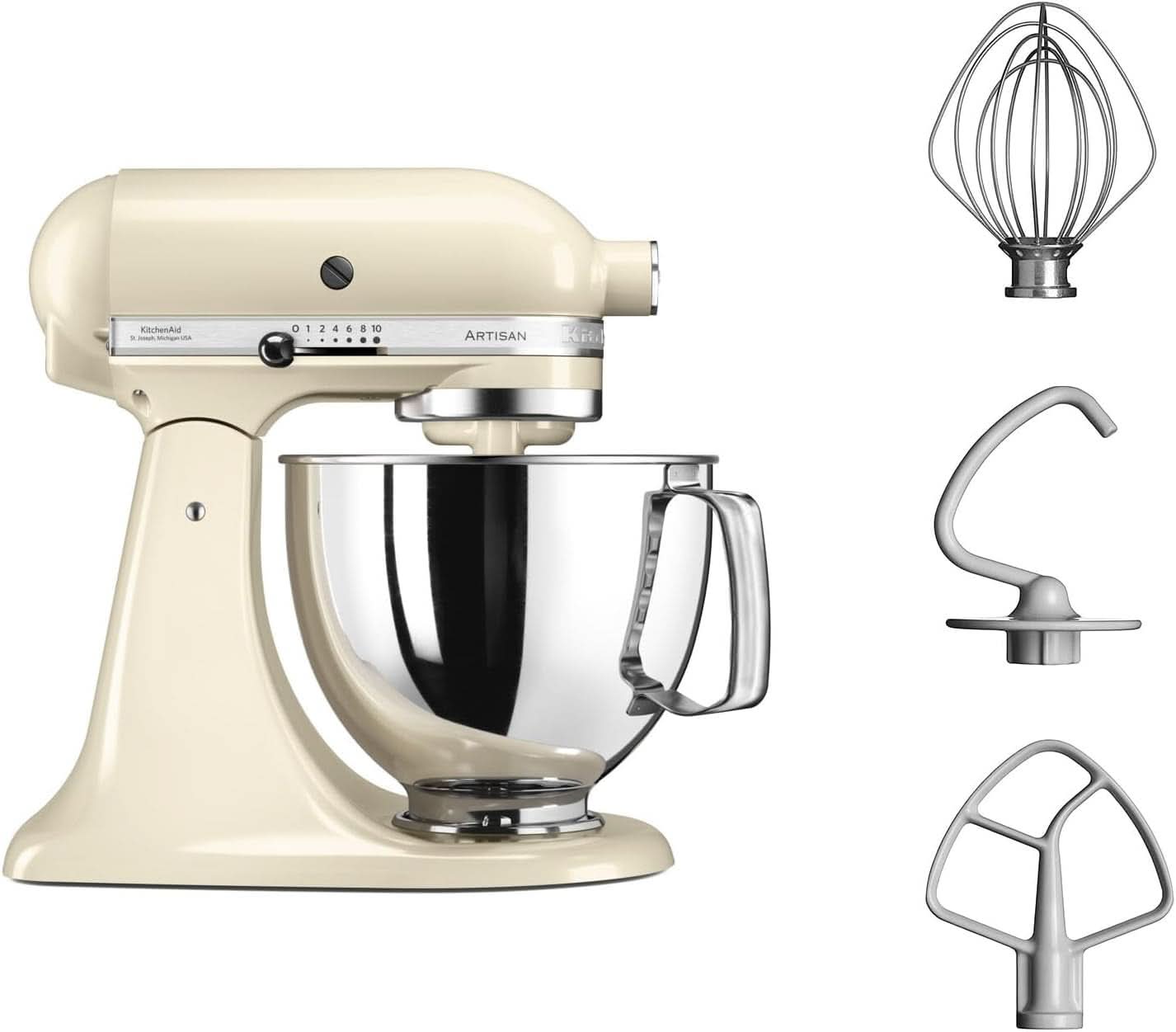 KitchenAid Artisan 5KSM125EER Batidora de bol, 300W, 4,8L Naty Shop Crema
