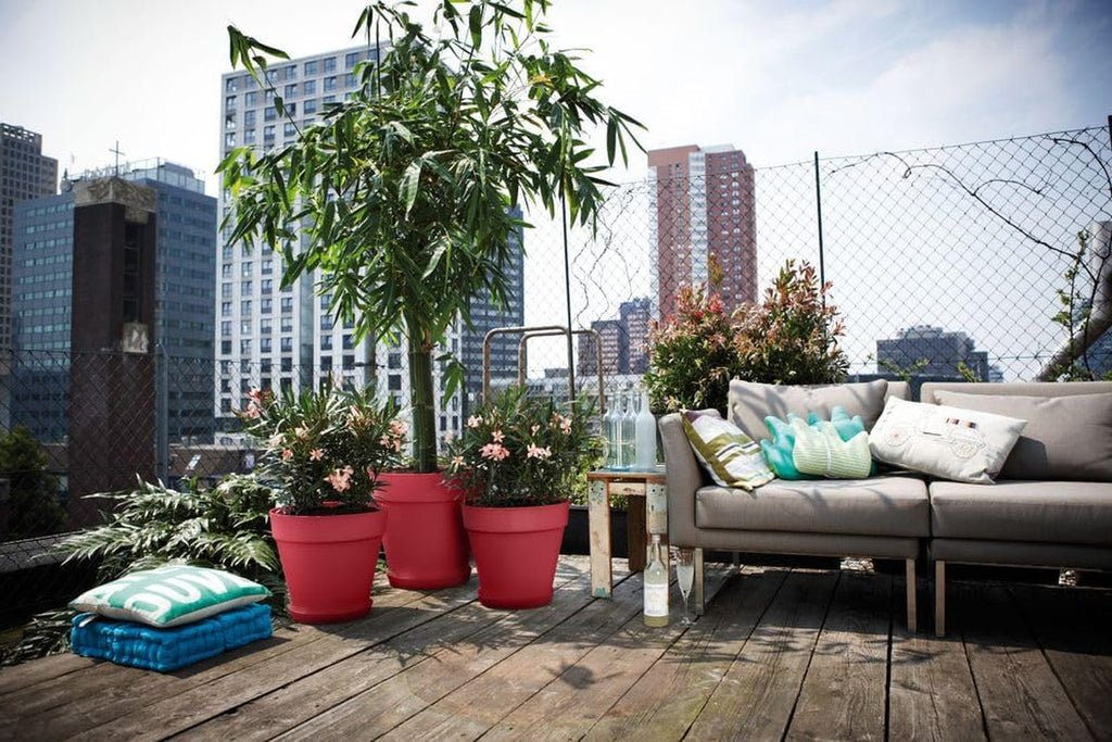 elho Loft Urban Round 30 - Ghiveci de flori pentru exterior - Plastic 100% reciclat - Ø 28,5 x H 26,0 cm - Roșu/Roșu teatru