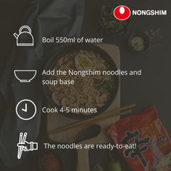 Instant Noodles Nong Shim Kimchi Ramyun Tazón grande - Sopa de ramen coreana - Preparación rápida - 1 paquete 112 g