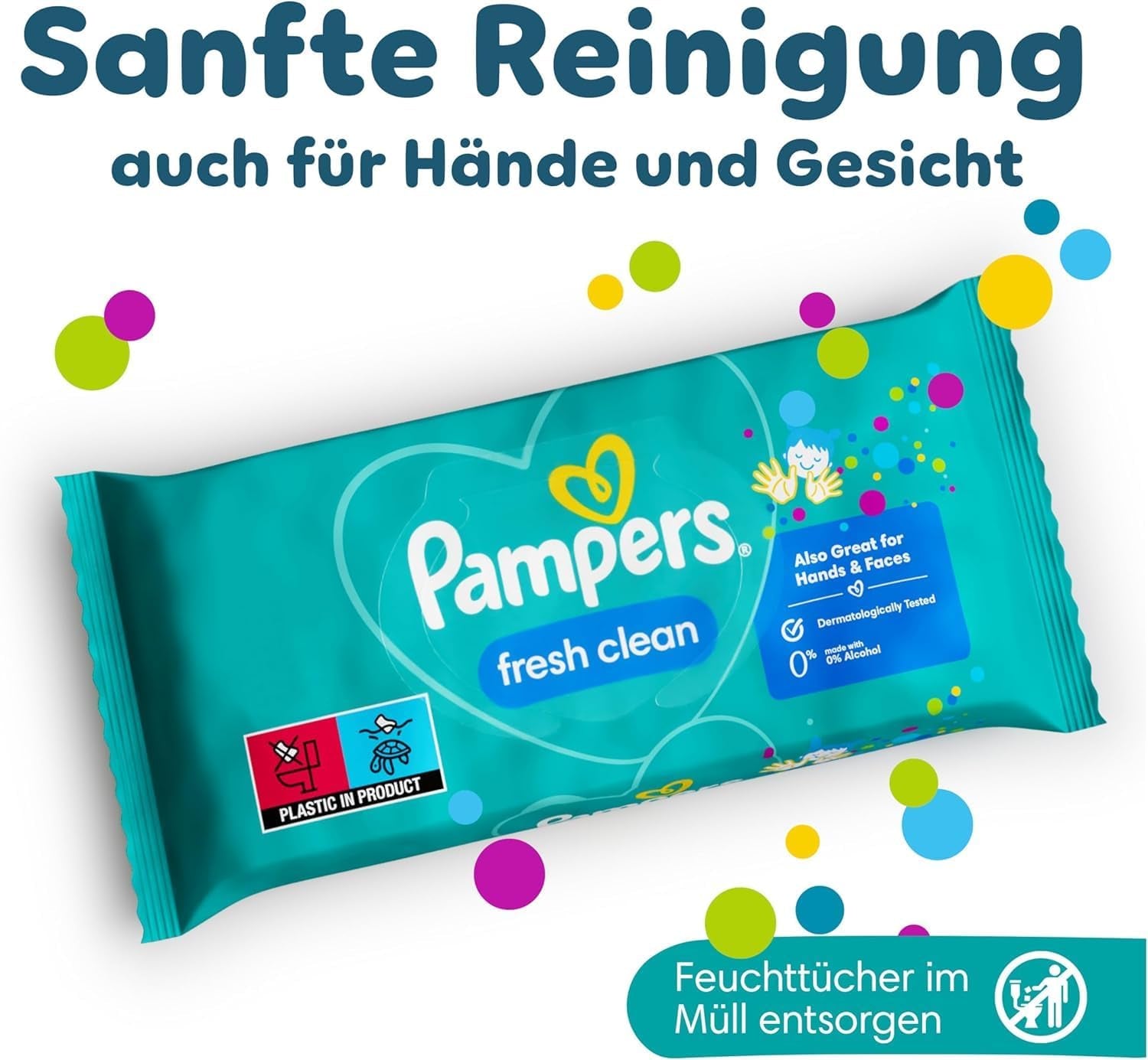 Pampers Fresh Clean Wet Wipes, 1872 toallitas (36x52 piezas), ligeramente perfumadas, también aptas para manos y rostro