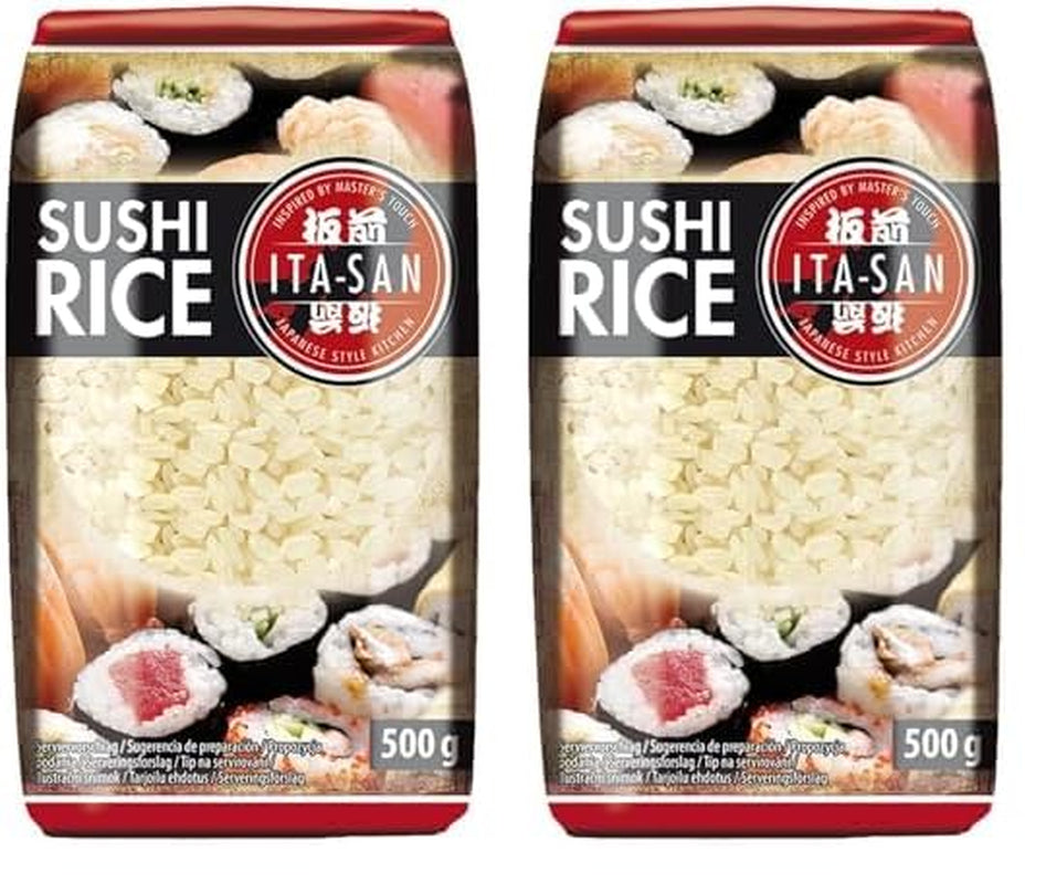 ITA-SAN Arroz para Sushi, Grano Redondo, Primera Calidad, Variedad 100% Puro, Fácil y Rápida Preparación, Vegano, Halal, Sin Gluten (1 x 500g)