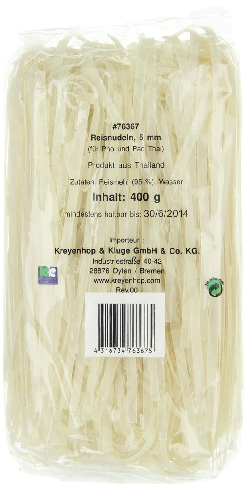Tăiței de orez – thailandezi, tăiței panglică de orez cu lățimea de 5 mm, preparați din făină de orez – 17 x 400 g