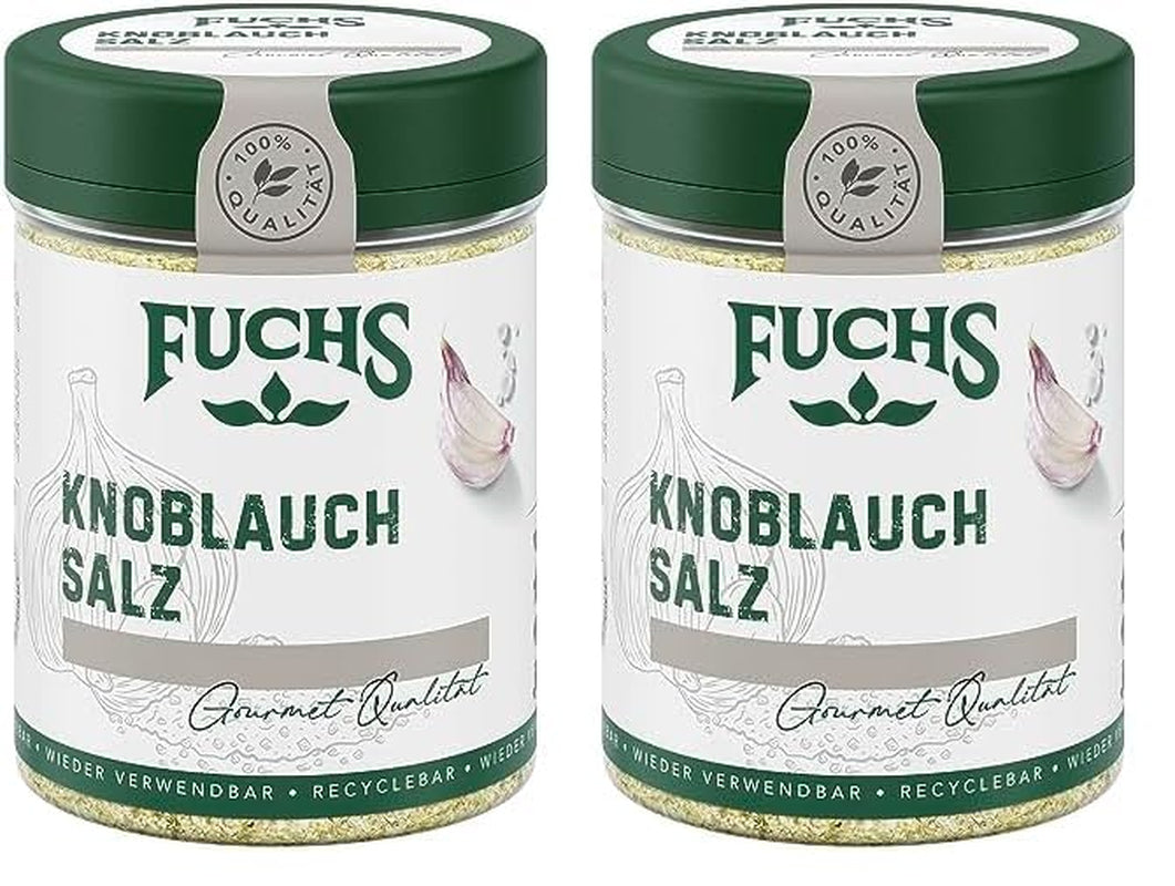 Fuchs Gewürze - Knoblauchsalz - Gewürzsalz für Dips, Saucen und Gemüse - ingredientes naturales - 90 g en wiederverwendbarer, recyclebarer Dosis