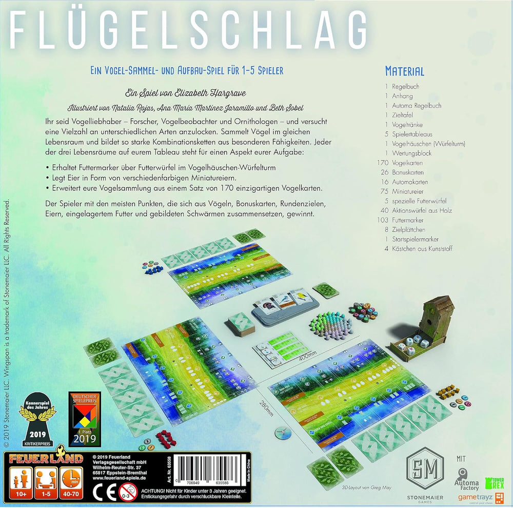 Feuerland Spiele 104-146-901 63558 Wingspan Juego de mesa Edición alemana - Kennerspiel des Jahres 2019 (Premio de la crítica)