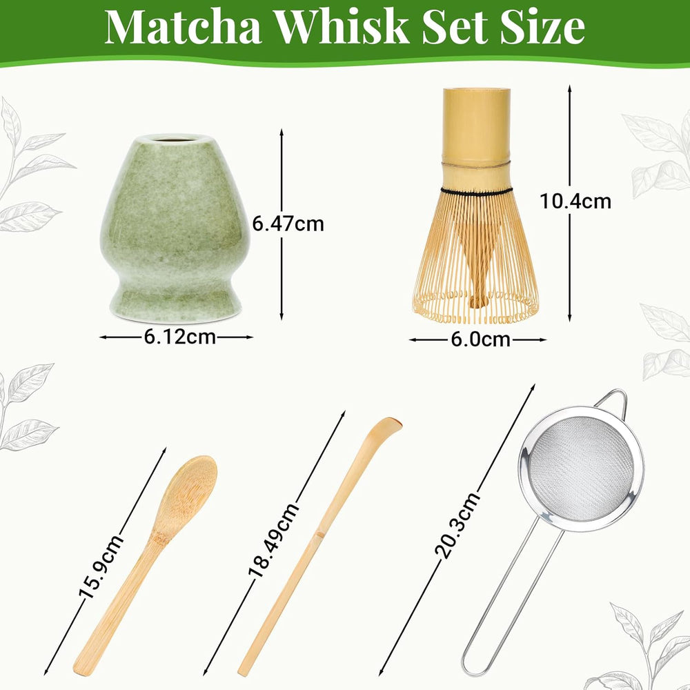 Set Matcha Alyvisun, Set de Ceai Matcha cu 5 Piese cu Tel Matcha și Suport pentru Tel Matcha, Linguriță, Lingură de Ceai, Set Tel Matcha pentru Iubitorii de Matcha, Ideal pentru Începători și Entuziaști