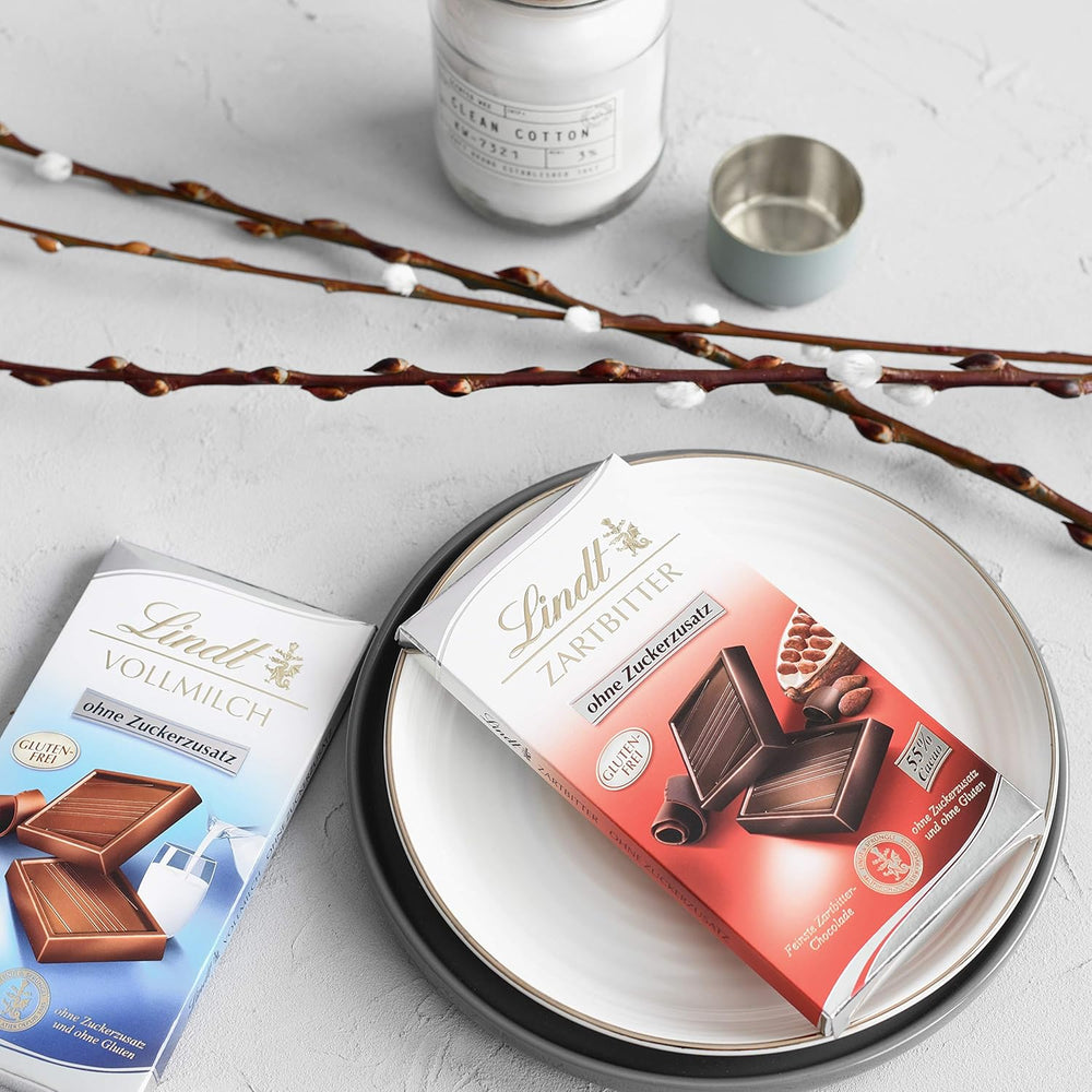 Chocolate negro sin azúcar añadido | Tableta 100g | Lo mejor con 55% cacao, sin gluten | Barra de chocolate | Set de regalo de chocolate (paquete de 4)