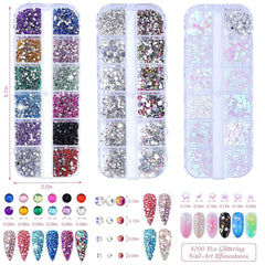 4200 Stück Strasssteine Für Nägel, Nagelglitzer, Pailletten, Nagelaufkleber Mit Kristallen, Nagel-Edelsteinen, Diamanten Für Nagelkunst, Einschließlich Wachsstift Für Strasssteine Und Strass-Picker