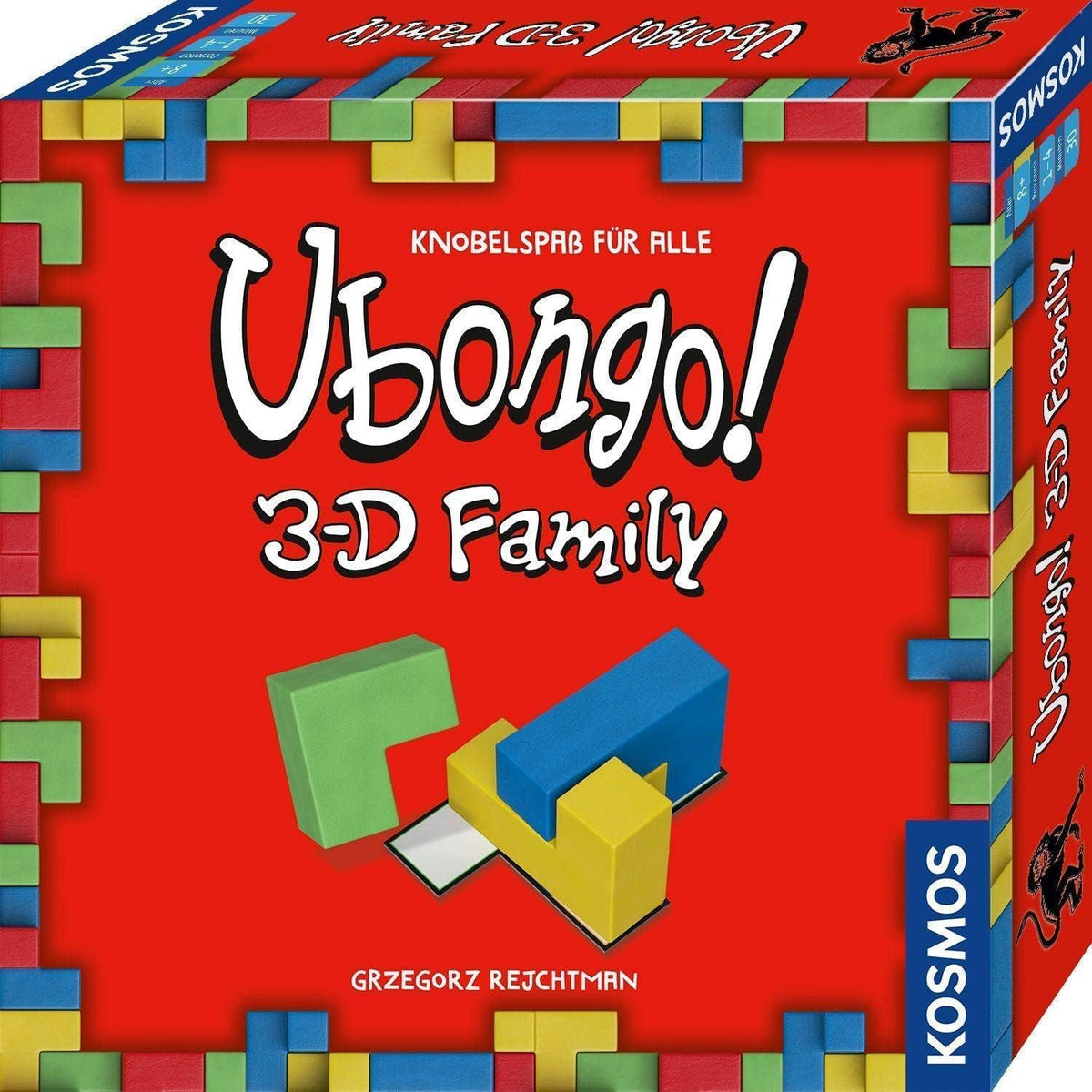 Kosmos 683160 Ubongo 3-D Family, popular juego de acción y rompecabezas en 3D para toda la familia, clásico juego de mesa y fiesta de pensamiento lógico para 1-4 jugadores