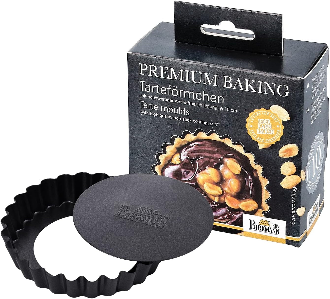 RBV Birkmann Premium Baking, molde para tartas, Ø 10 cm, 6 piezas, con base extraíble Moldes y bandejas de horno Naty Shop