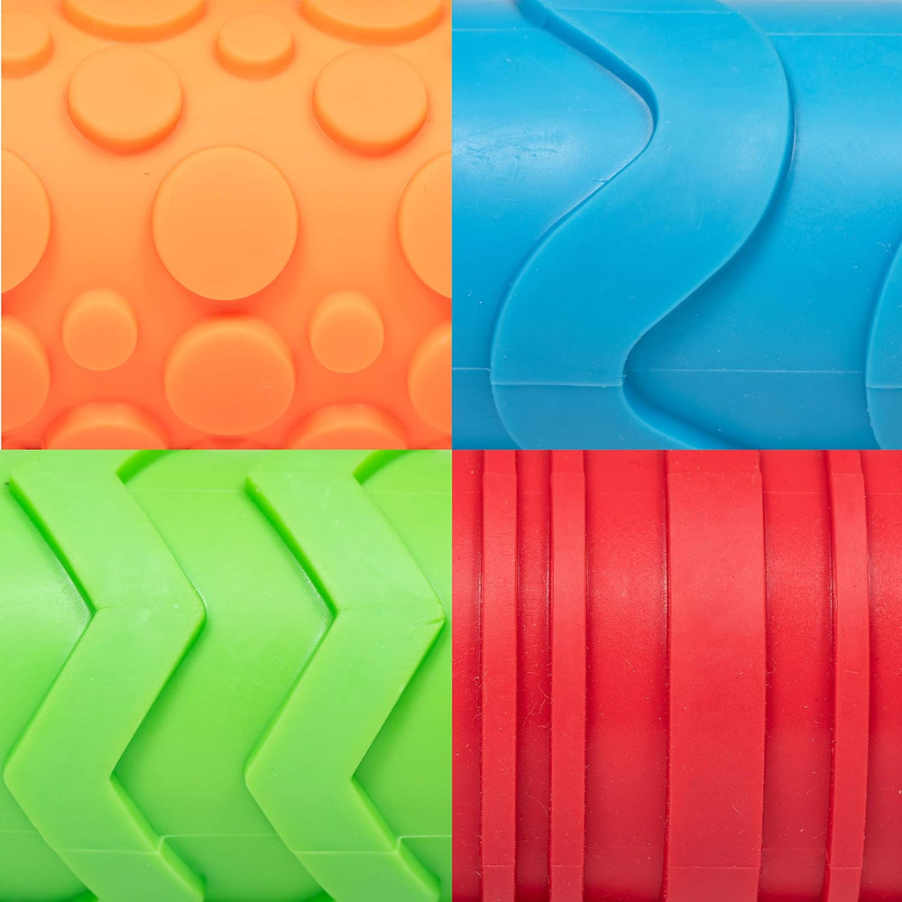 Mal- und Ton-Texturwalzen - 4er-Set - Knetrollen für Kinder estructurado - Vielseitige Muster zum Basteln und Dekorieren