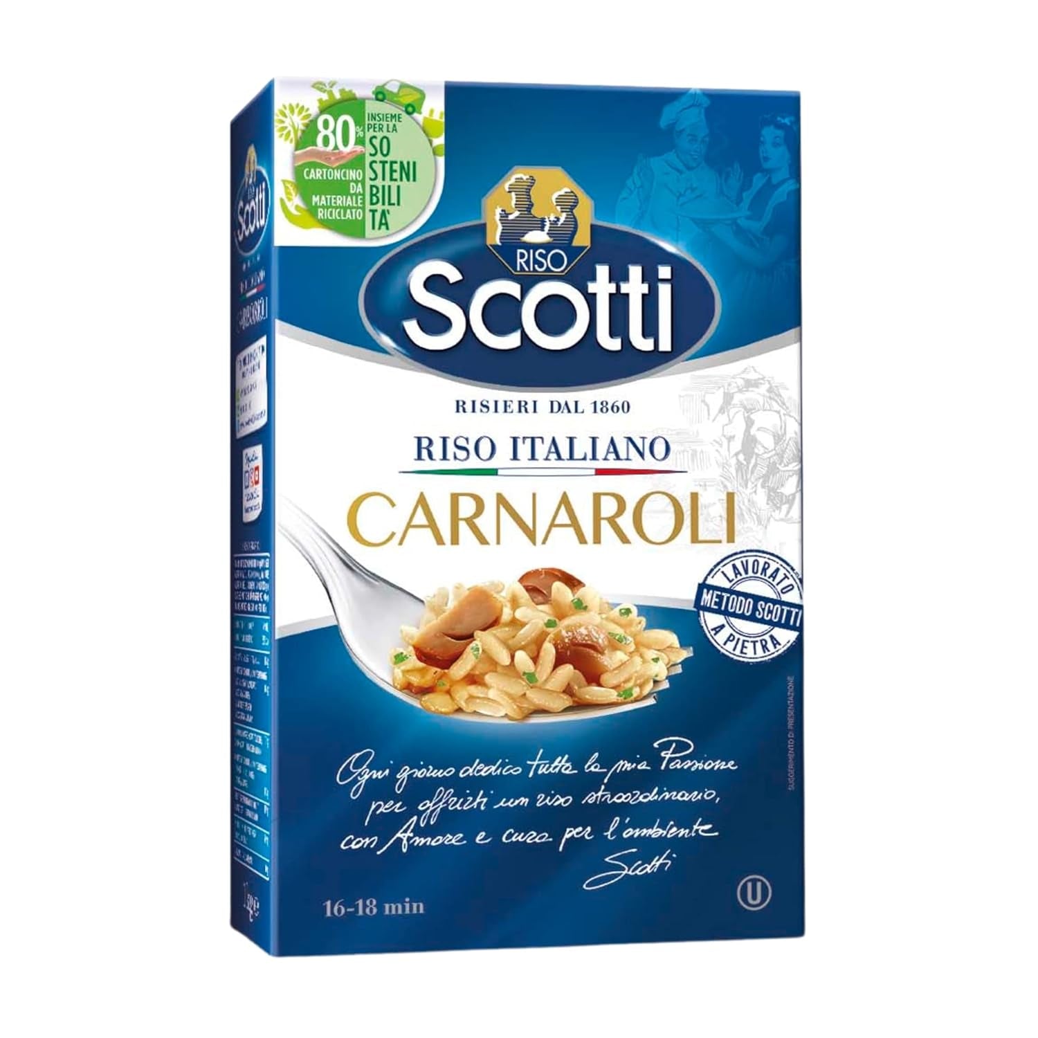 - Carnaroli - Arroz extra fino para risotto, arroz de Italia, listo en 16 minutos - 1 kg