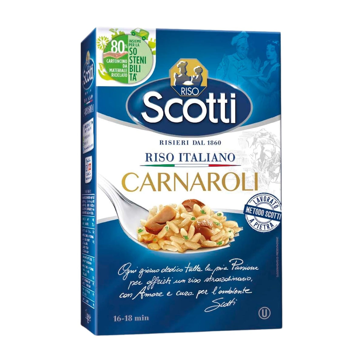 - Carnaroli - Arroz extra fino para risotto, arroz de Italia, listo en 16 minutos - 1 kg