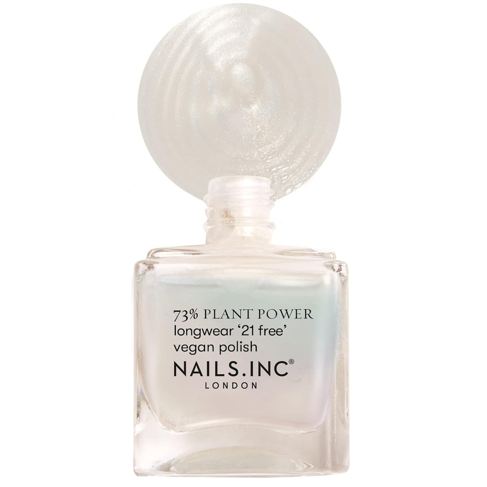 Nails Inc - Esmalte de uñas vegano GLOWING SOMEWHERE Plant Power - 73% a base de plantas, 100% vegano y libre de crueldad - Manicura perfecta, perla brillante - Para decoración de uñas ecológica