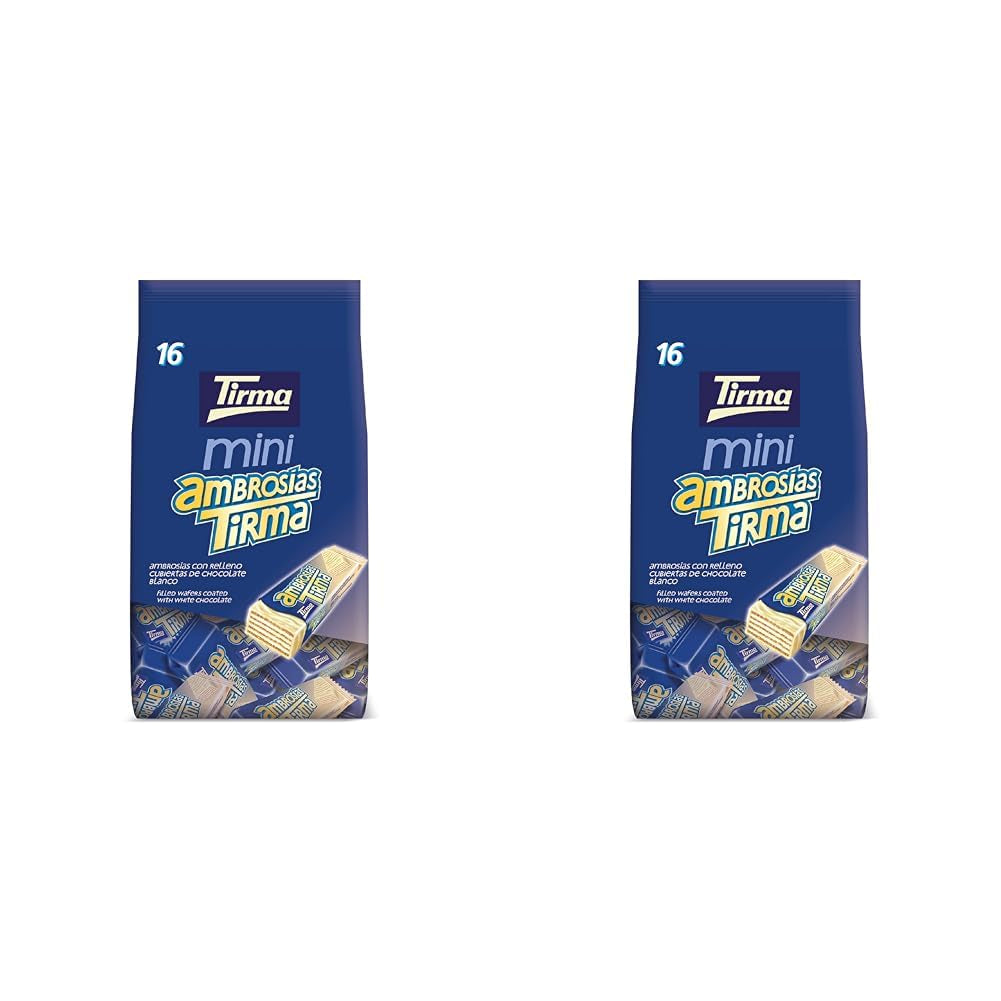 Mini Obleas de Chocolate Blanco Tirma | (16 unidades x 13,5g), 216g | Relleno de crema delicado | Sin OGM | Apto para vegetarianos | Empaquetado individualmente | merienda empacada