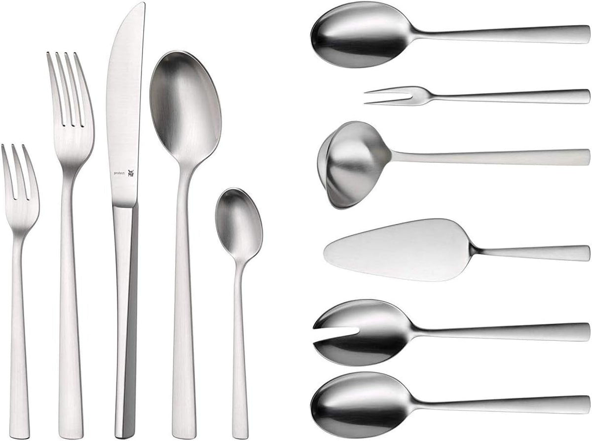 WMF Corvo Besteck Set 12 Personen, 66 Teilig, 60 Teile Mit Servierbesteck, Hohheftmesser, Cromargan Protect Mattiert, Kratzbeständig, Spülmaschinenfest Kitchen Naty Shop