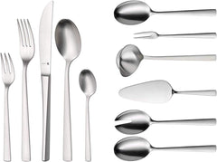 WMF Corvo Besteck Set 12 Personen, 66 Teilig, 60 Teile Mit Servierbesteck, Hohheftmesser, Cromargan Protect Mattiert, Kratzbeständig, Spülmaschinenfest Kitchen Naty Shop