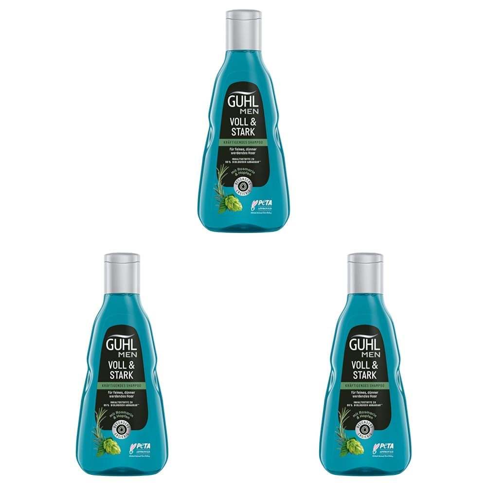 Guhl Men Full & Strong Champú - Tipo de cabello: Fino, fino, normal Ducha y baño Guhl 3 x 250 ml