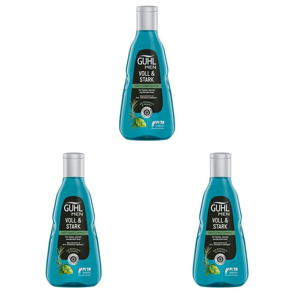 Guhl Men Full & Strong Champú - Tipo de cabello: Fino, fino, normal Ducha y baño Guhl 3 x 250 ml