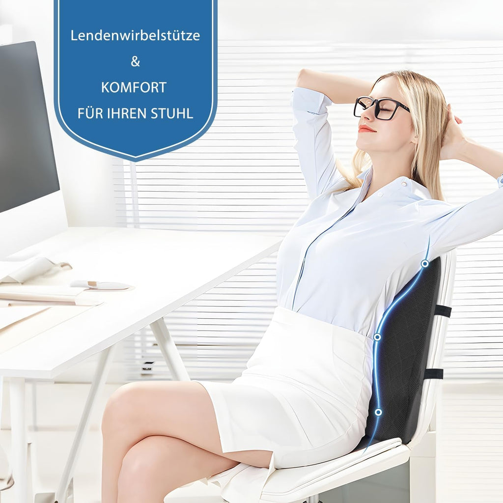 SKYNY Pernă pentru spate Pernă pentru spate pentru mașină Pernă lombară pentru scaun de birou Pernă pentru spate din spumă de memorie potrivită pentru casă, birou, mașină, scaun cu rotile gri mare (gri) Perne lombare Naty Shop