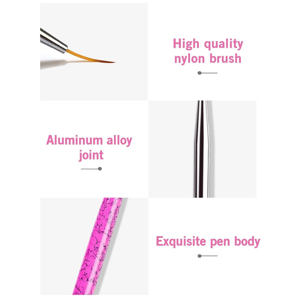 Sularpek Nail Art Liner Pinsel, 5 Stück Profi Detail Fine Nails Gel Nails Brush, Nagel Pinsel Dünn Für Beauty Frauen Nagelstudio (5 Größen, Rosa)