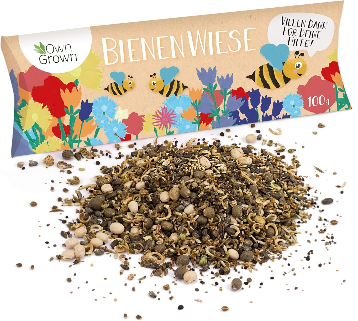 Amestec de flori Butterfly Meeting: 100g semințe premium de flori fluture - Semințe de albine prietenoase cu insectele, semințe de flori perene și anuale pentru pajiști - Semințe de flori sălbatice de la OwnGrown