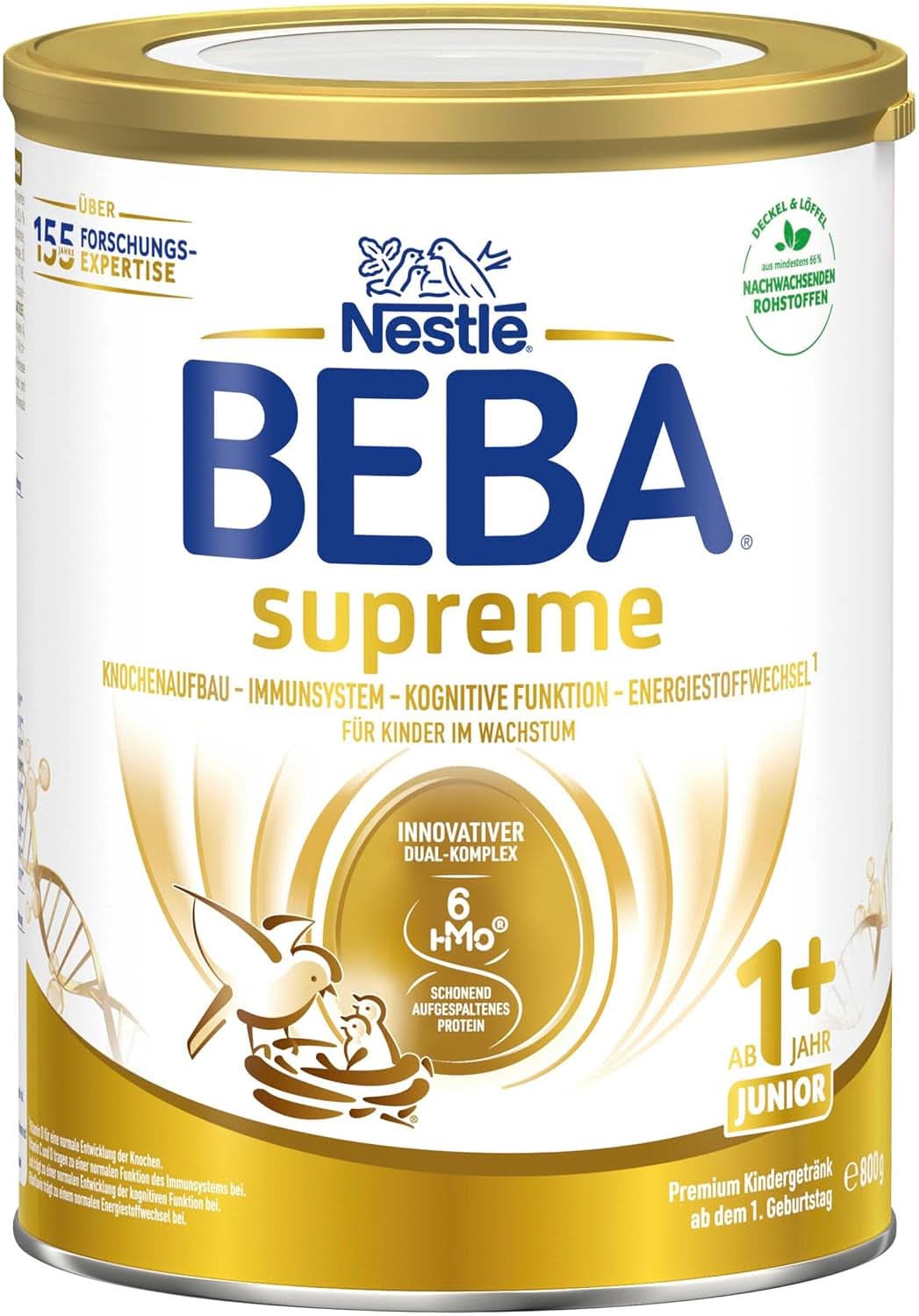 Bebida infantil BEBA SUPREME Junior 1+ a partir de 1 año, alimento para niños con complejo 6 HMO, solo lactosa, sin aceite de palma, pack 6 (6 x 800 g) Madre e Hijo Naty Shop