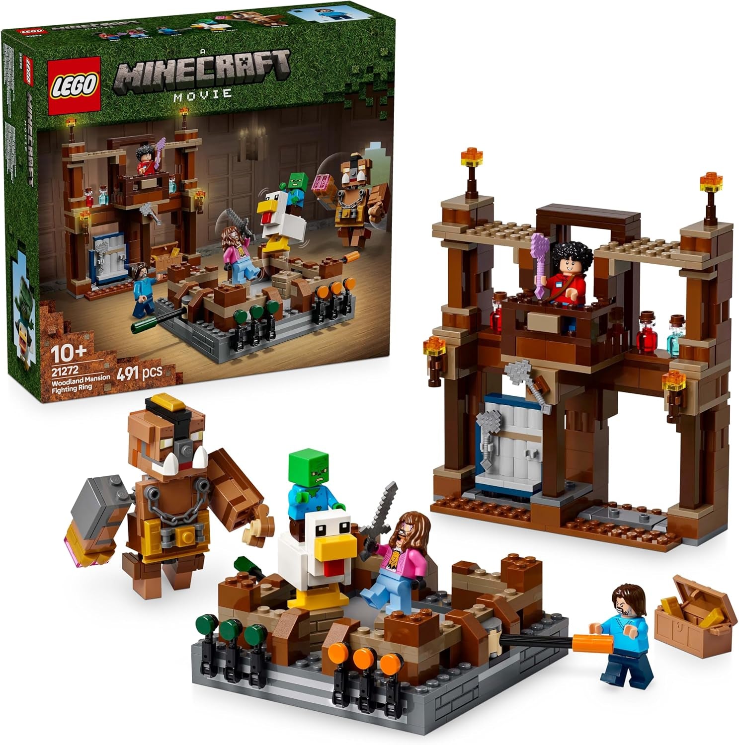 LEGO Minecraft Forest Manor cu ring de box - set pentru gameri cu zombie și Oberborst - jucărie de construcție interactivă cu echipamente și piste - cadou pentru băieți și fete 10+ - 21272 Seturi de constructie Besuche den LEGO-Store Titlu implicit