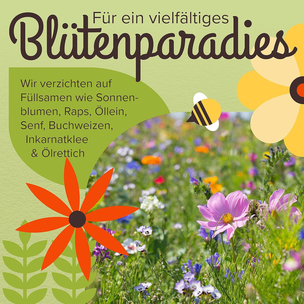 100 g de semillas de flores silvestres de primera calidad para un prado de flores colorido: mezcla de semillas de flores vibrantes y ricas en néctar para abejas y mariposas (incluye libro electrónico GRATIS)